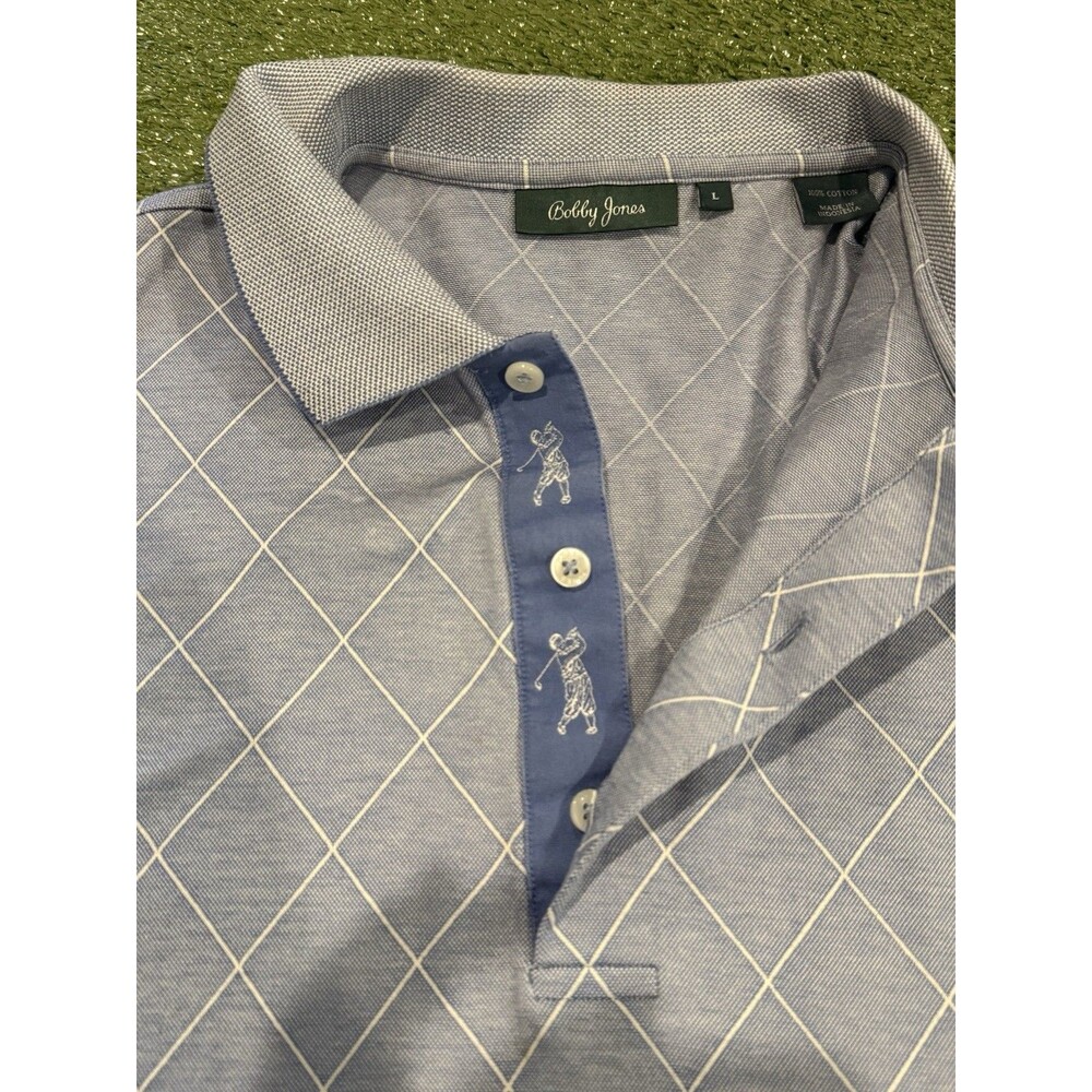Bobby Jones Collection Polo Shirt Mens Large Blue Short Sleeve